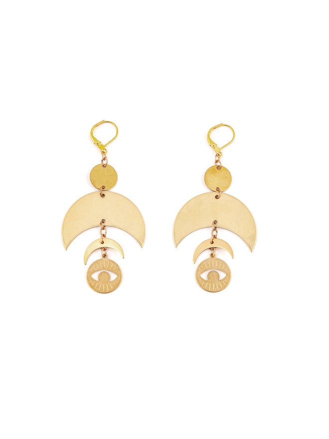 Wholesale HOVANCI Wholesale Gold Plated Jewelry Earrings Statement Fashion  Pentagram Moon Lock Earrings Set From m.
