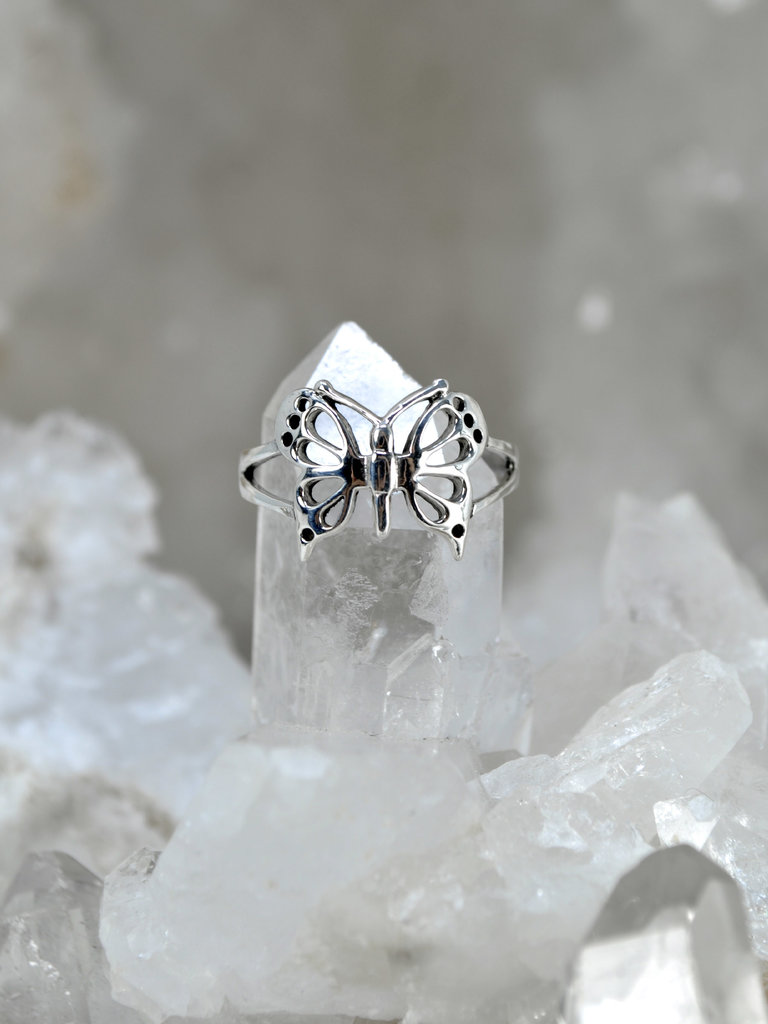 Cut-Out Butterfly Silver Ring