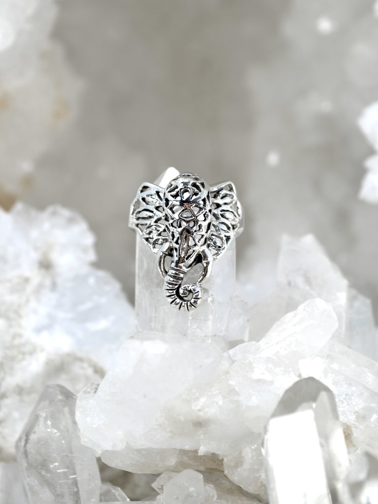 Geometric Elephant Silver Ring