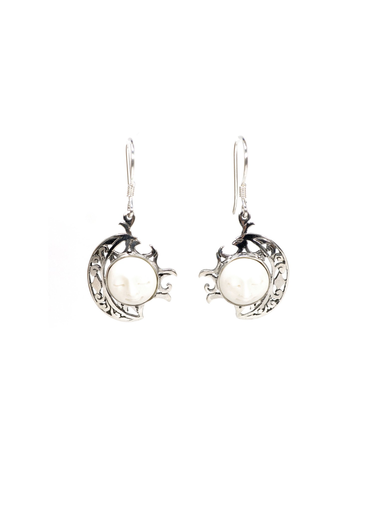 Moon Earrings Celestial Face 925 sterling silver hooks pewter charms Moons  - GoWork Recruitment