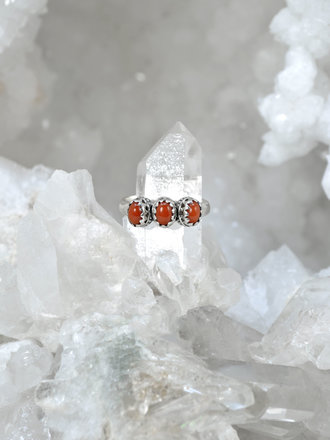 Triple Coral Sterling Ring Triple Coral Sterling Ring