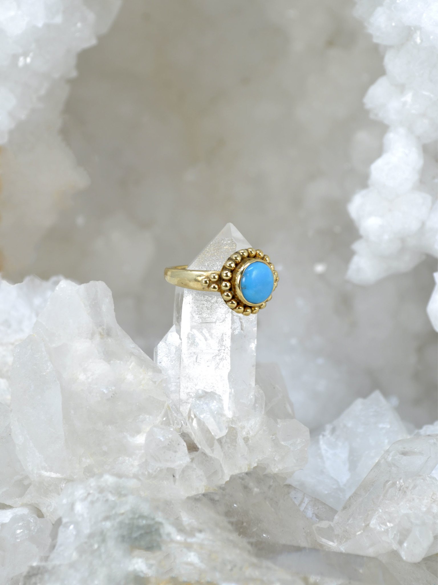 Gold Plated Sterling Silver Turquoise Ring Size 7