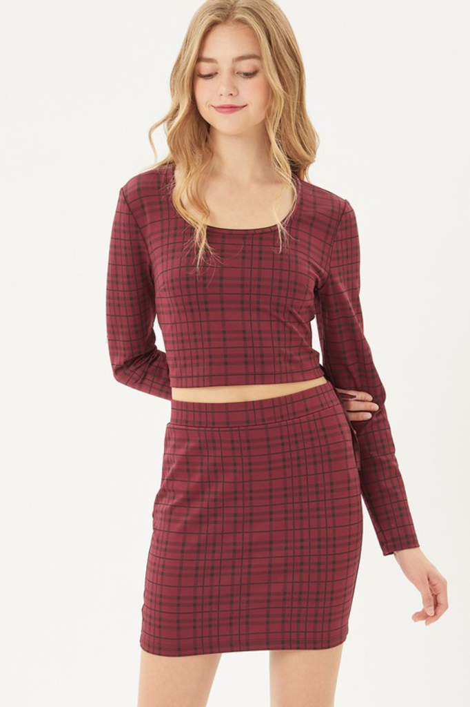 plaid skirt sets