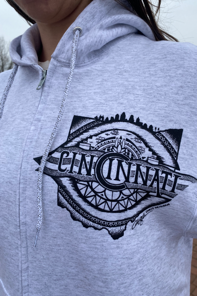 Cincine - Star Patch Contrast Stitch Zip Hoodie