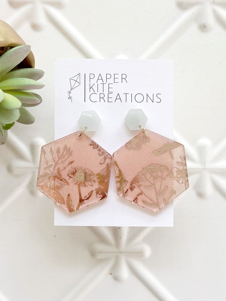Paper Kite Creations Wildflower Mirrored Acrylic Earrings