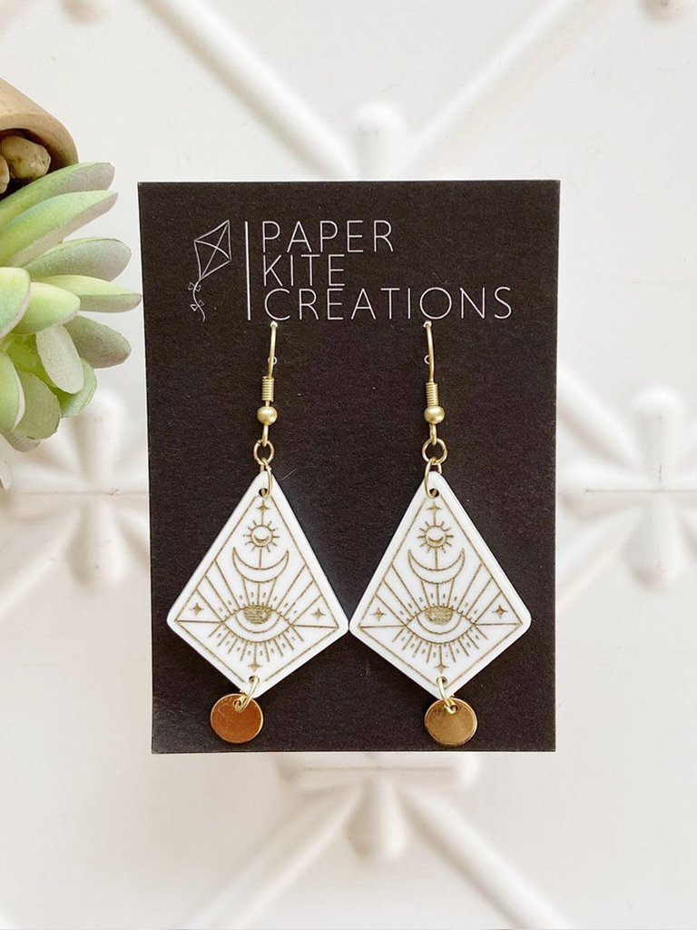 Paper Kite Creations Gold Mystical Eye Acrylic Earrings