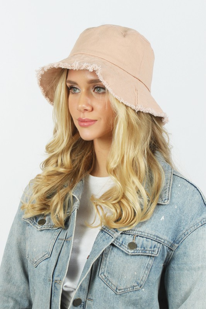 Frayed Cotton Bucket Hat 