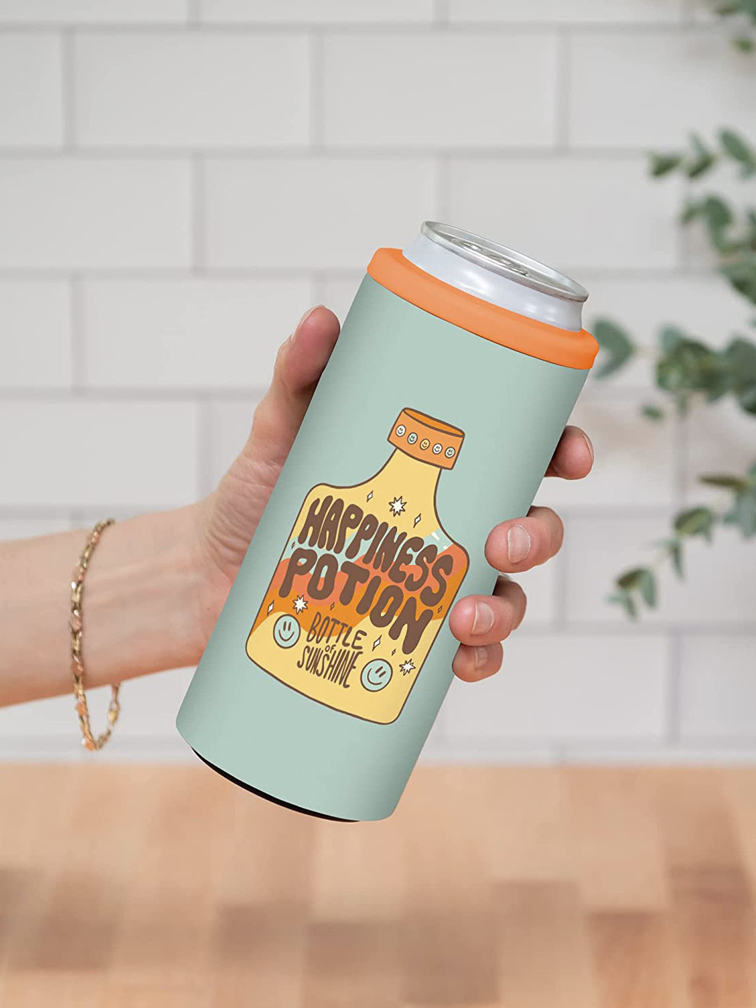 Happiness Potion Insulated Stainless Steel Slim-Can Cooler