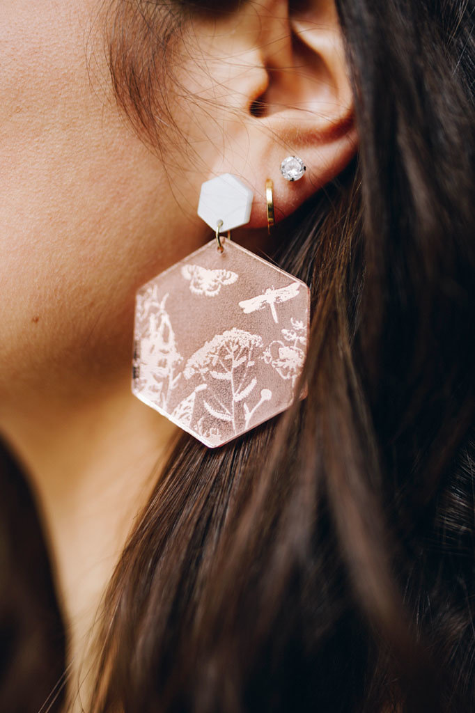 Paper Kite Creations Wildflower Mirrored Acrylic Earrings