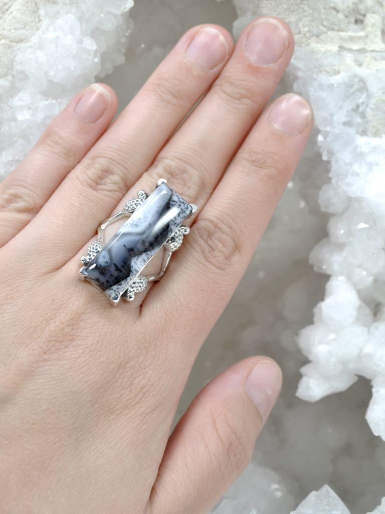 Dendritic Agate Rectangle Ring