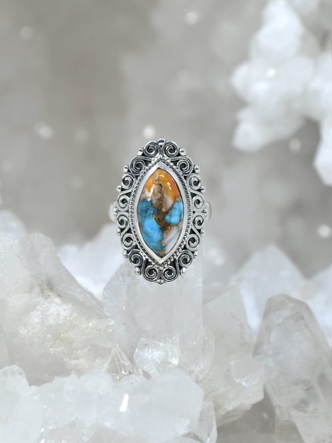 Labradorite 3 Stone Vintage Ring - 925 Sterling Silver Bohemian Gypsy Ring (Sizes 6-10)