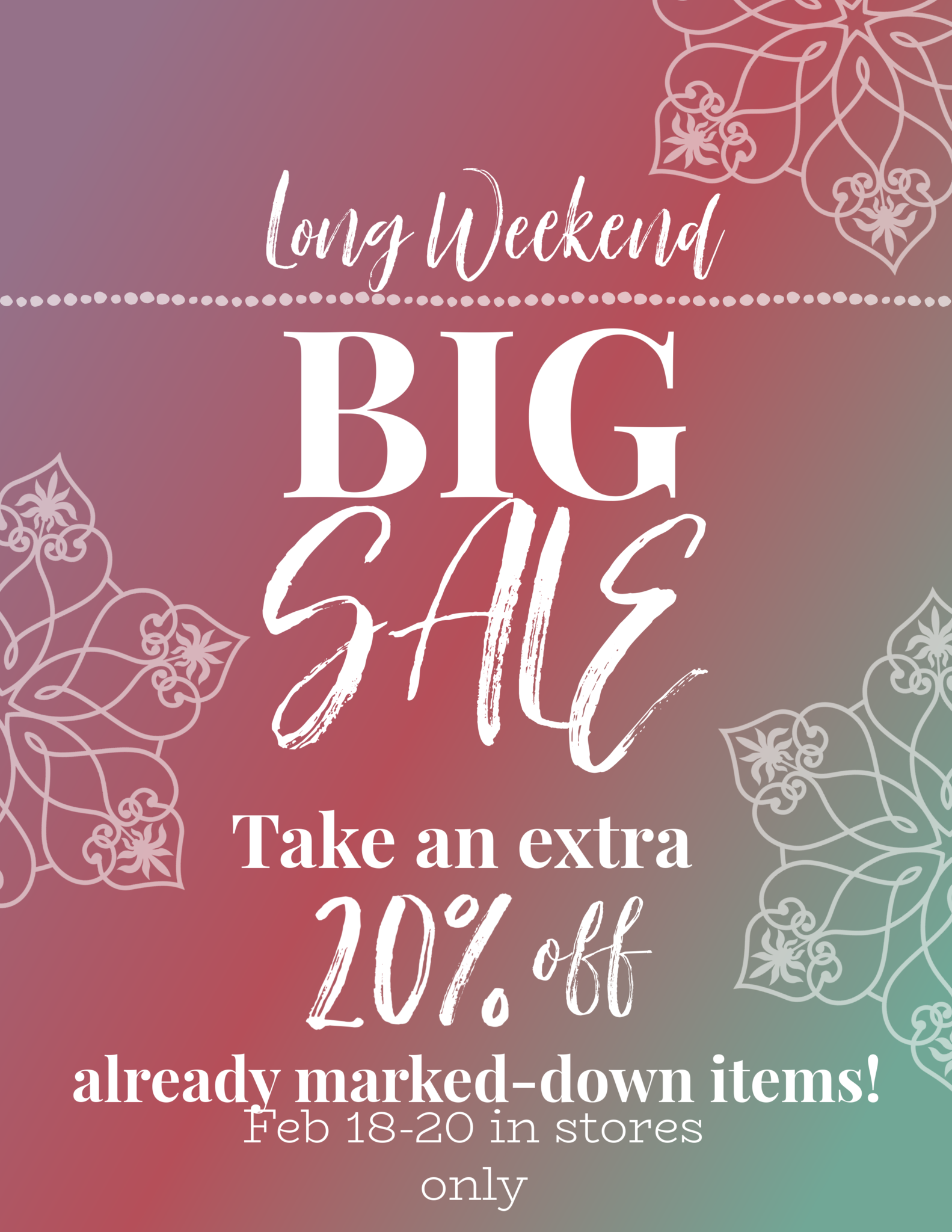 long weekend sale