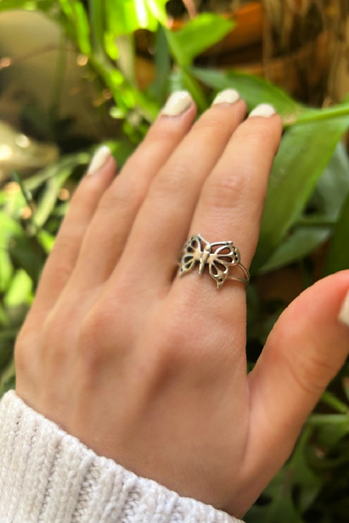 Cut-Out Butterfly Silver Ring