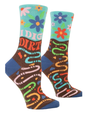 Blue Q "I Dig Dirt" Women's Crew Socks Blue Q "I Dig Dirt" Women's Crew Socks