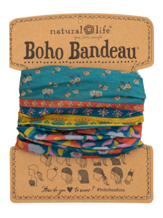 Natural Life™ Boho Bandeau - Turquoise Floral Border Natural Life™ Boho Bandeau - Turquoise Floral Border