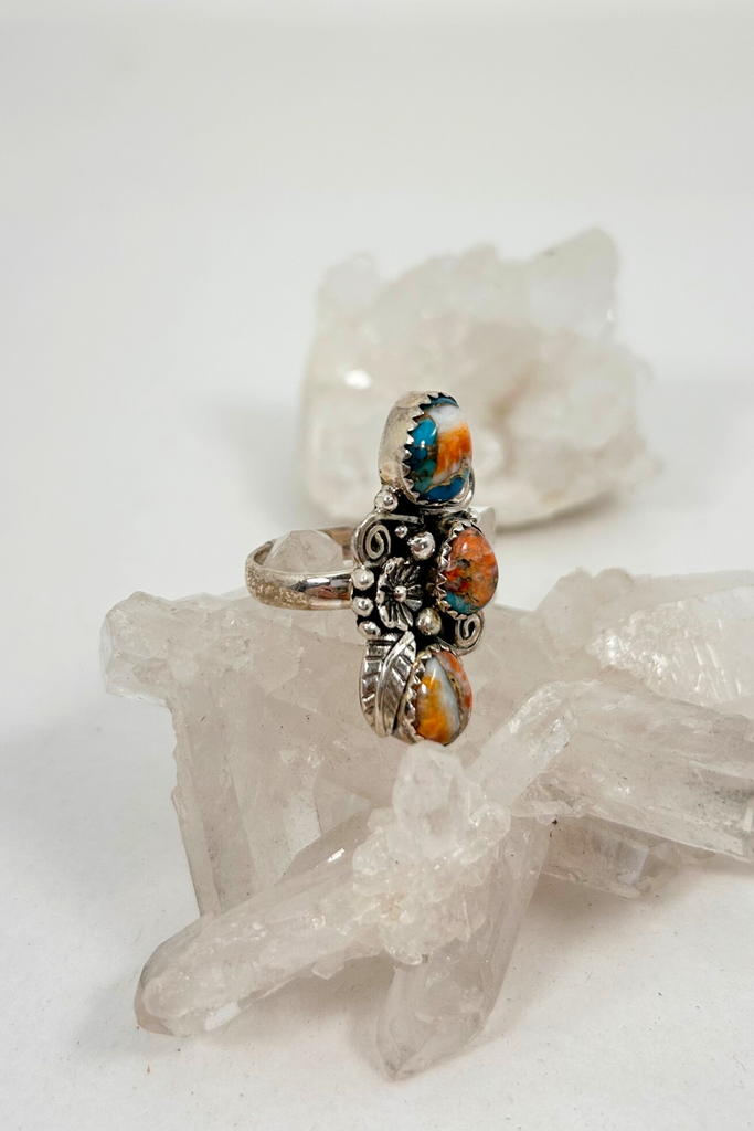 Spiney Oyster Turquoise Botanical Ring