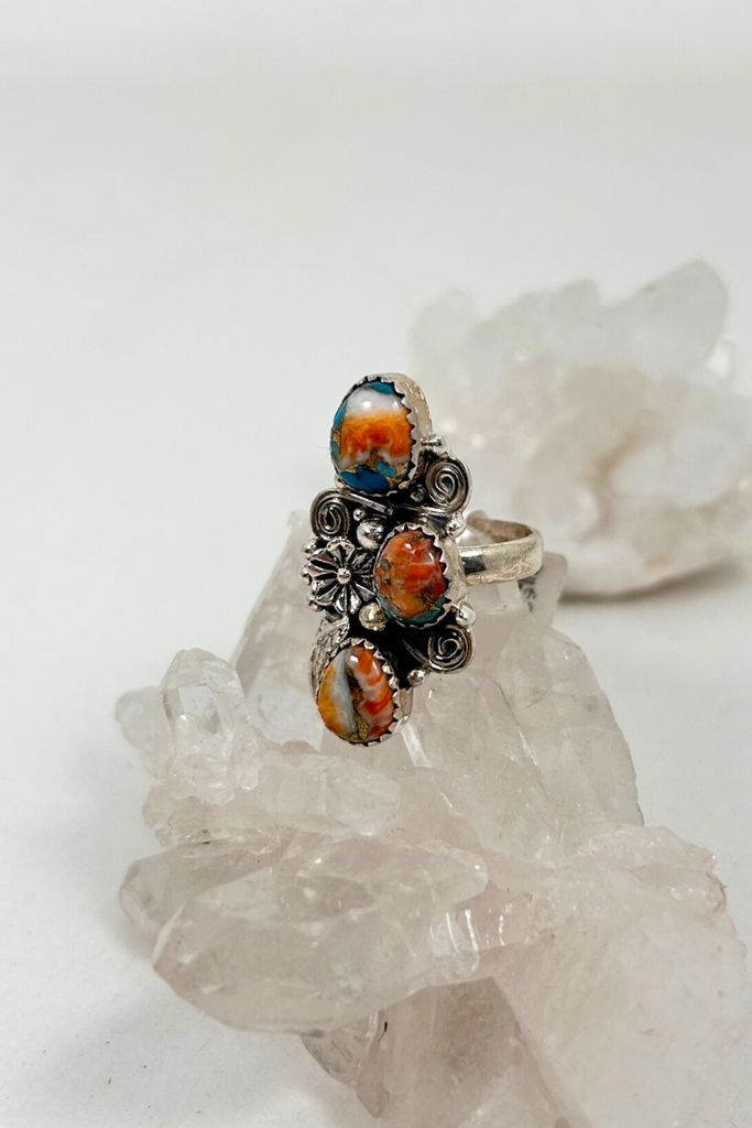 Spiney Oyster Turquoise Botanical Ring