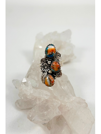 Spiney Oyster Turquoise Botanical Ring