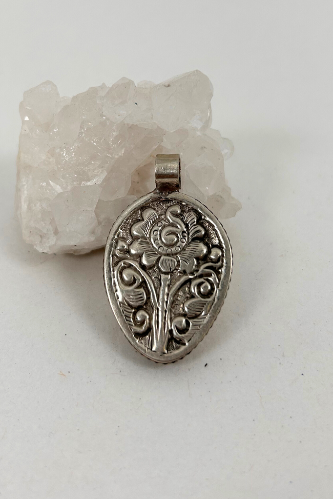 Tibetan Face Carved Bone Pendant