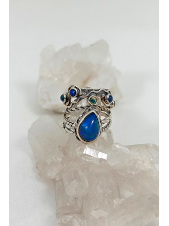 Opal Teardrops + Dots Ring