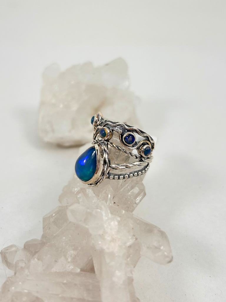 Opal Teardrops + Dots Ring