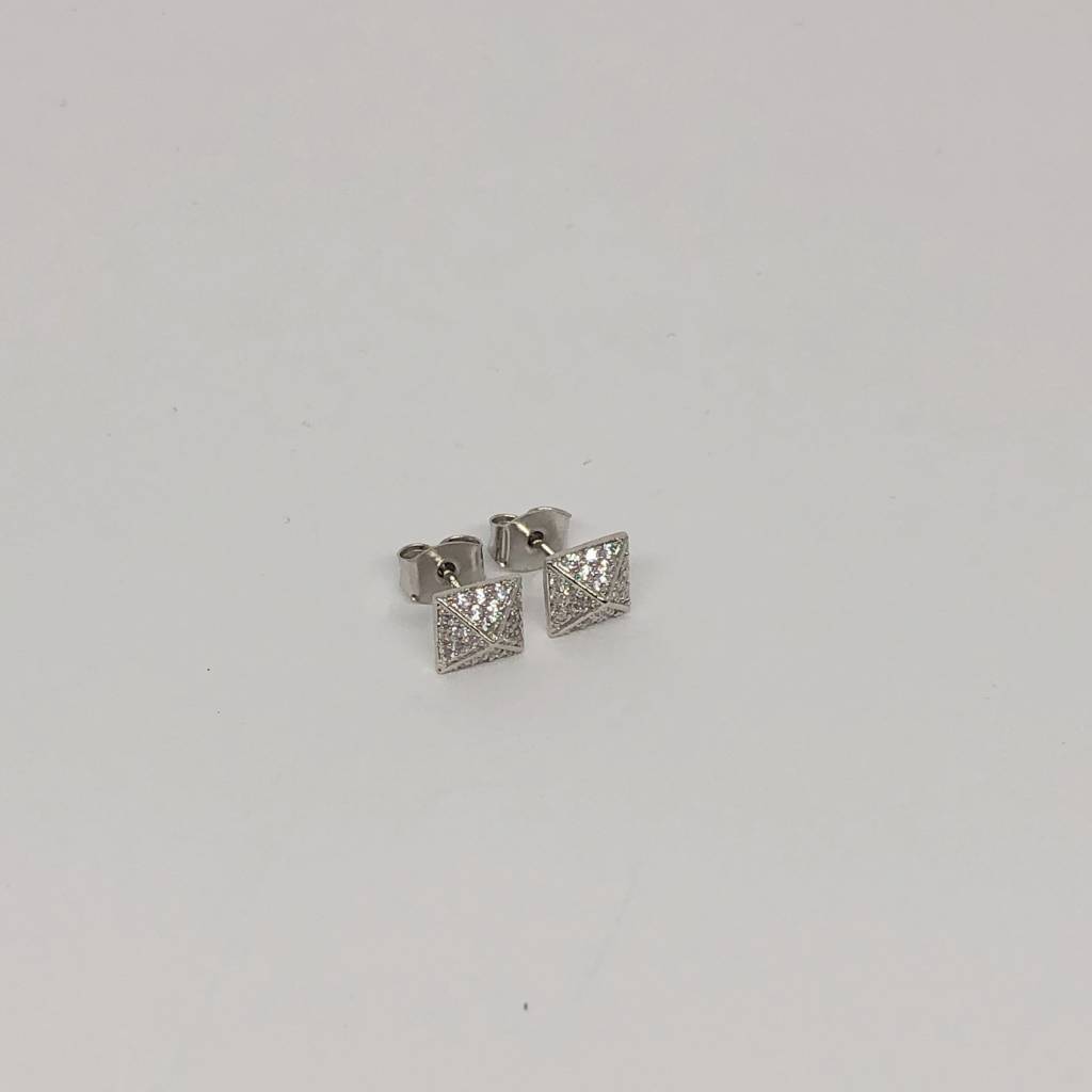 Pyramid Silver Cz Stud Earrings Townhome Tai Pyramid Stud Earrings