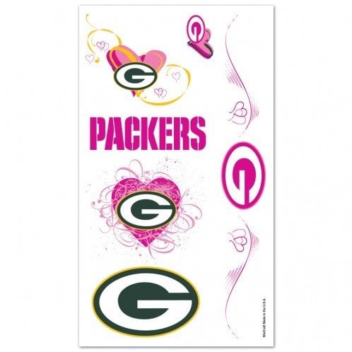 Green Bay Packers pink tattoo sheet 