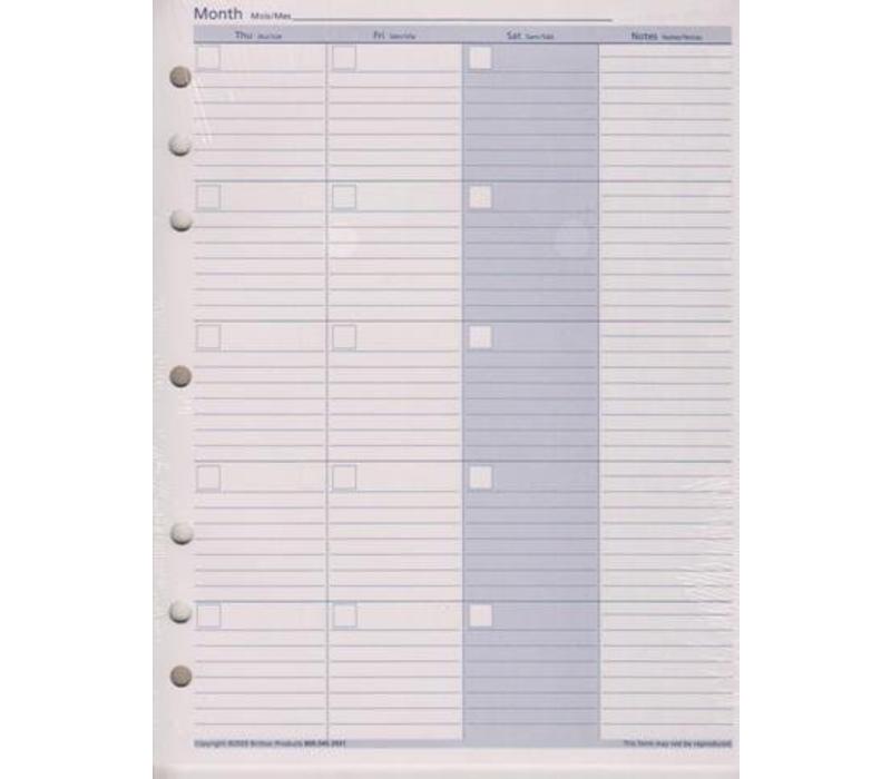 Planner Insert - Calendar - Month - Lg