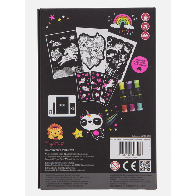 Tiger Tribe Tiger Tribe Neon Colouring Set - Unicorn and Friends