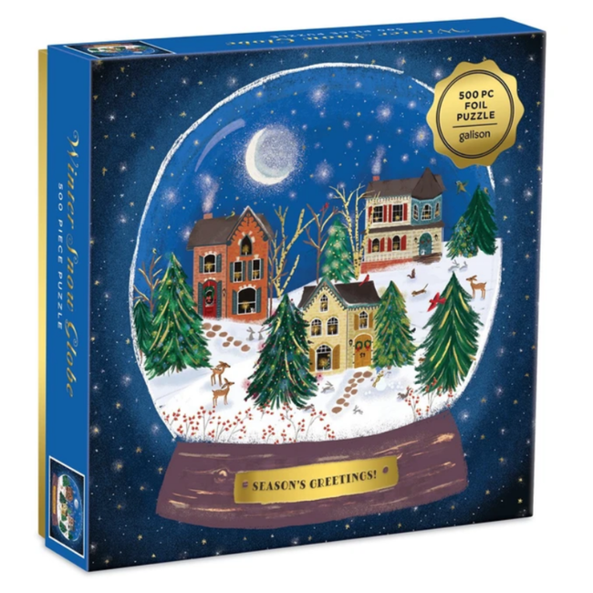 Galison 500pc Winter Snow Globe Puzzle