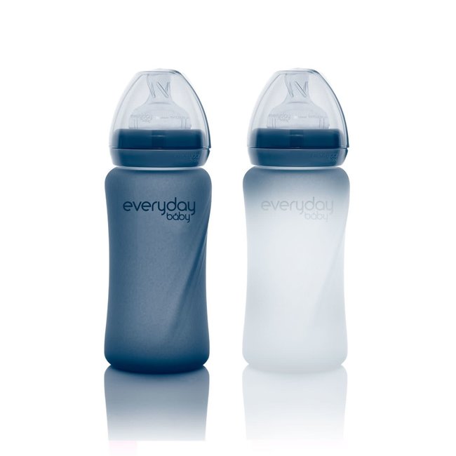 Everyday Baby - Heat Sensing Silicone Coated Glass Bottle Blueberry 240ml