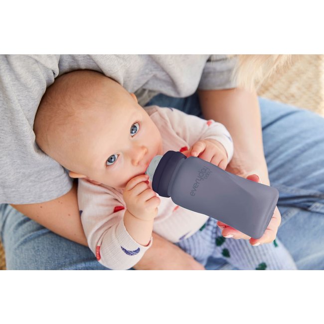 Everyday Baby - Heat Sensing Silicone Coated Glass Bottle Blueberry 240ml