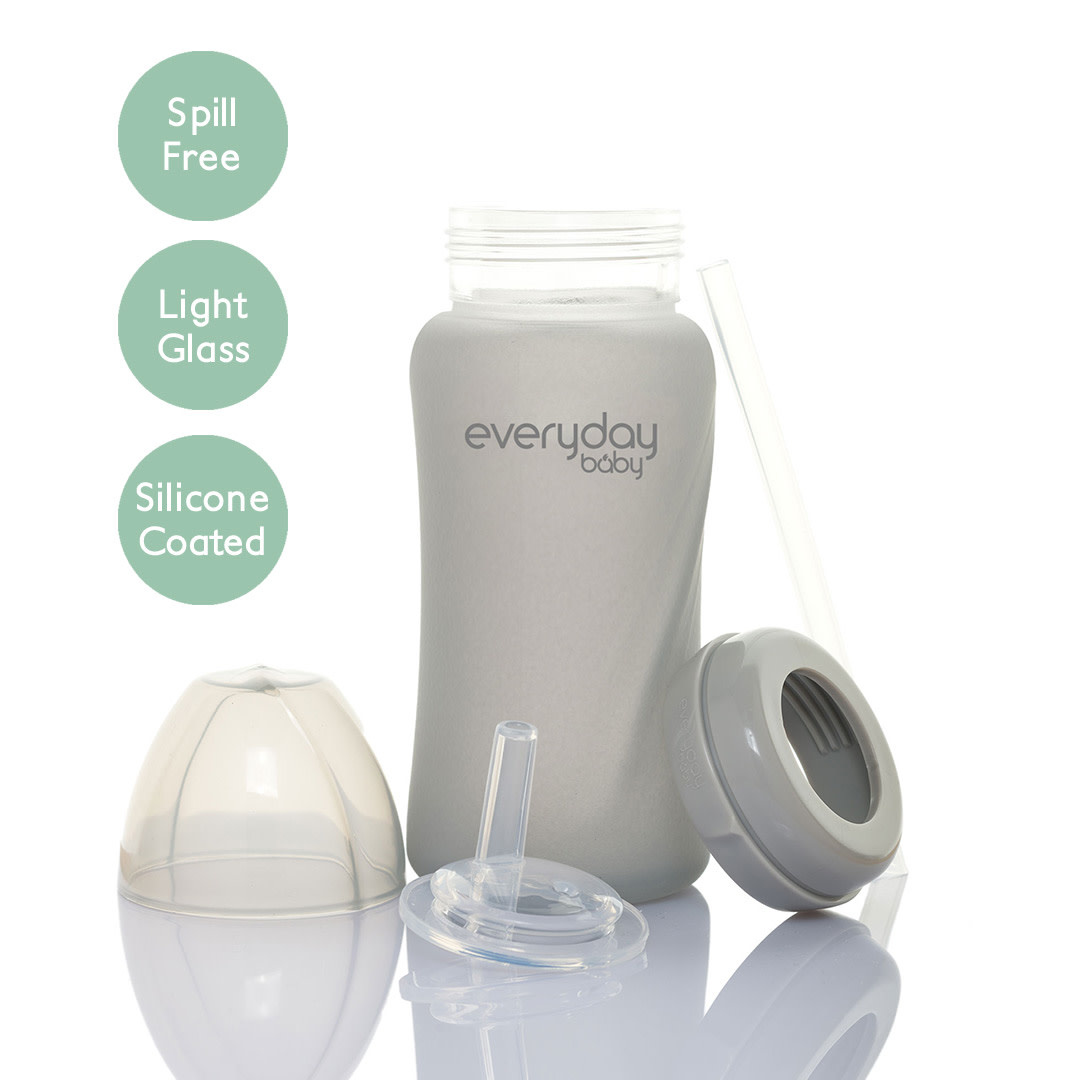 Everyday Baby - Silicone Coated Glass Bottle & Straw - Kaos Kids