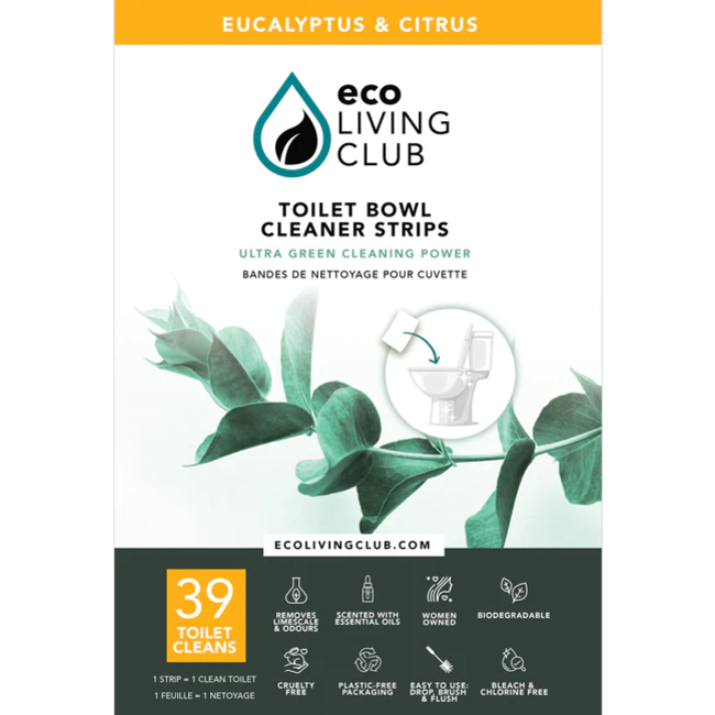 Eco Living Club Toilet Bowl Cleaner Strips 39 Toilet Cleans- Eucalyptus & Citrus Scent