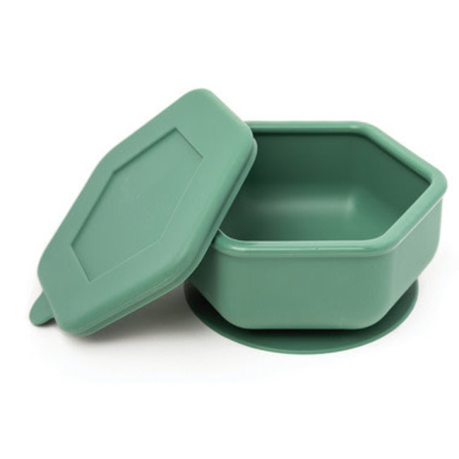 Tiny Twinkle Silicone Suction Bowl W/Lid - Olive Green