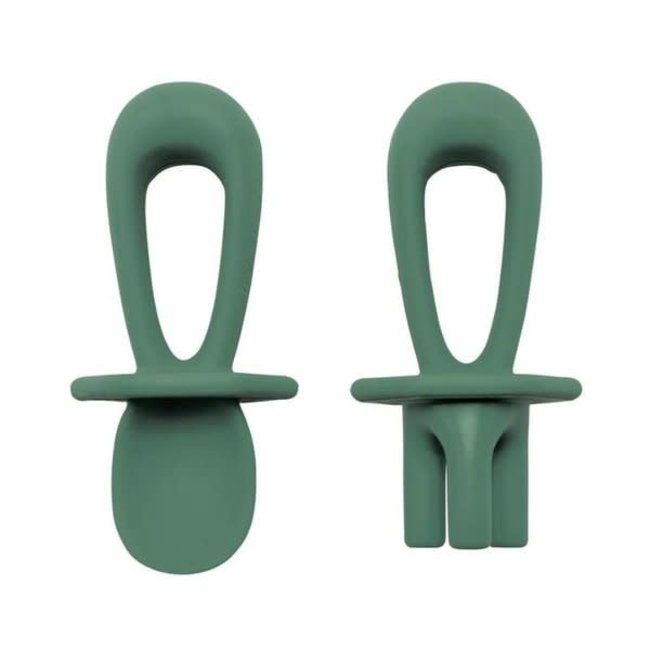 Tiny Twinkle Silicone Training Utensils - Olive Green