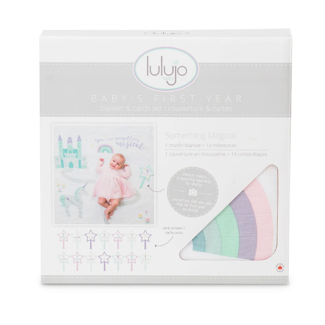 Lulujo Baby's First Year Milestone Blanket Gift Set- Something Magical
