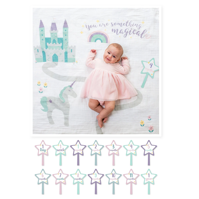 Lulujo Baby's First Year Milestone Blanket Gift Set- Something Magical