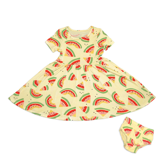 Silkberry Baby Bamboo Twirl Dress w/ Bloomer - Watermelon Rainbow WF4419