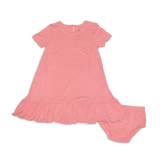 Silkberry Baby Bamboo S/S Pocket Dress w/ Bloomer - Pink Lemonade WF4418