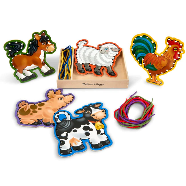 Melissa & Doug Wooden Panels & Laces- Farm Animals 13781