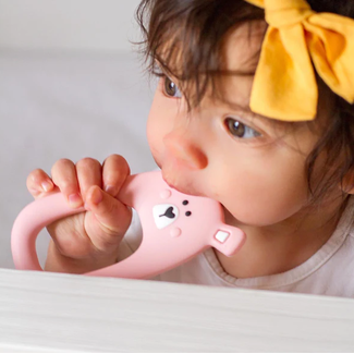 Little Cheeks Silicone Teether - Pink Bear