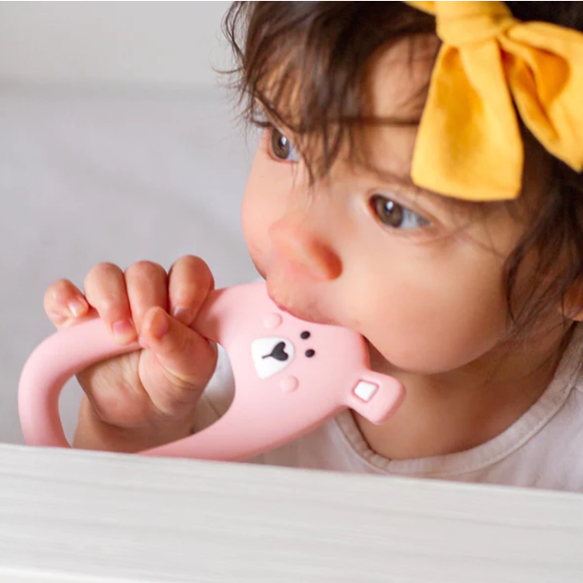 Little Cheeks Silicone Teether - Pink Bear