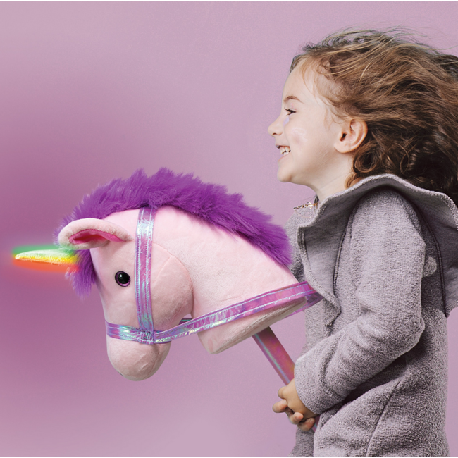 Starlight Unicorn on Stick -Light up Horn ride On SLU