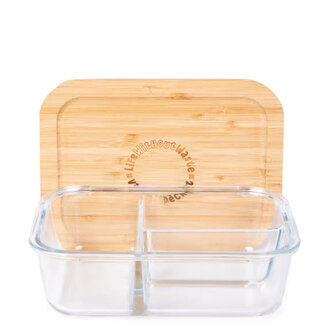Fenigo LWW Divided Glass Container w/ Bamboo Lid 930mL