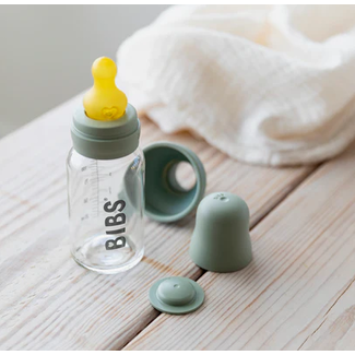 BIBS Baby Glass Bottle Complete Set Latex 110ml- Sage 5013250