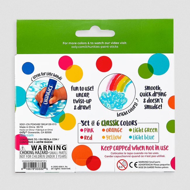 Ooly Ooly - Chunkies Classic Paint Sticks 6pk