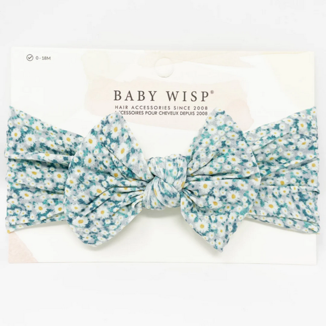 Baby Wisp Knot Headband Teal Daisy 0M+