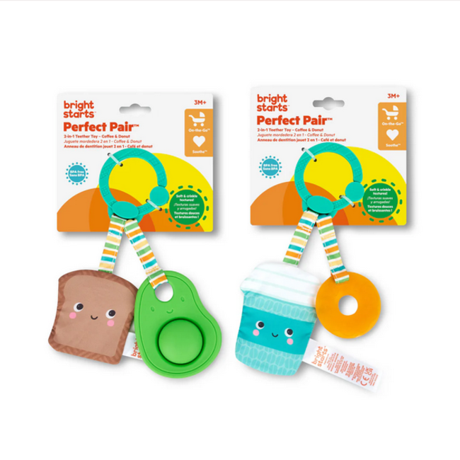 Bright Starts Perfect Pair Teether - Avocado Toast or Coffee