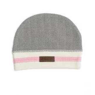 Juddlies Cottage Collection Beanie - Beach Beige w/ Pink Trim  4-12 M